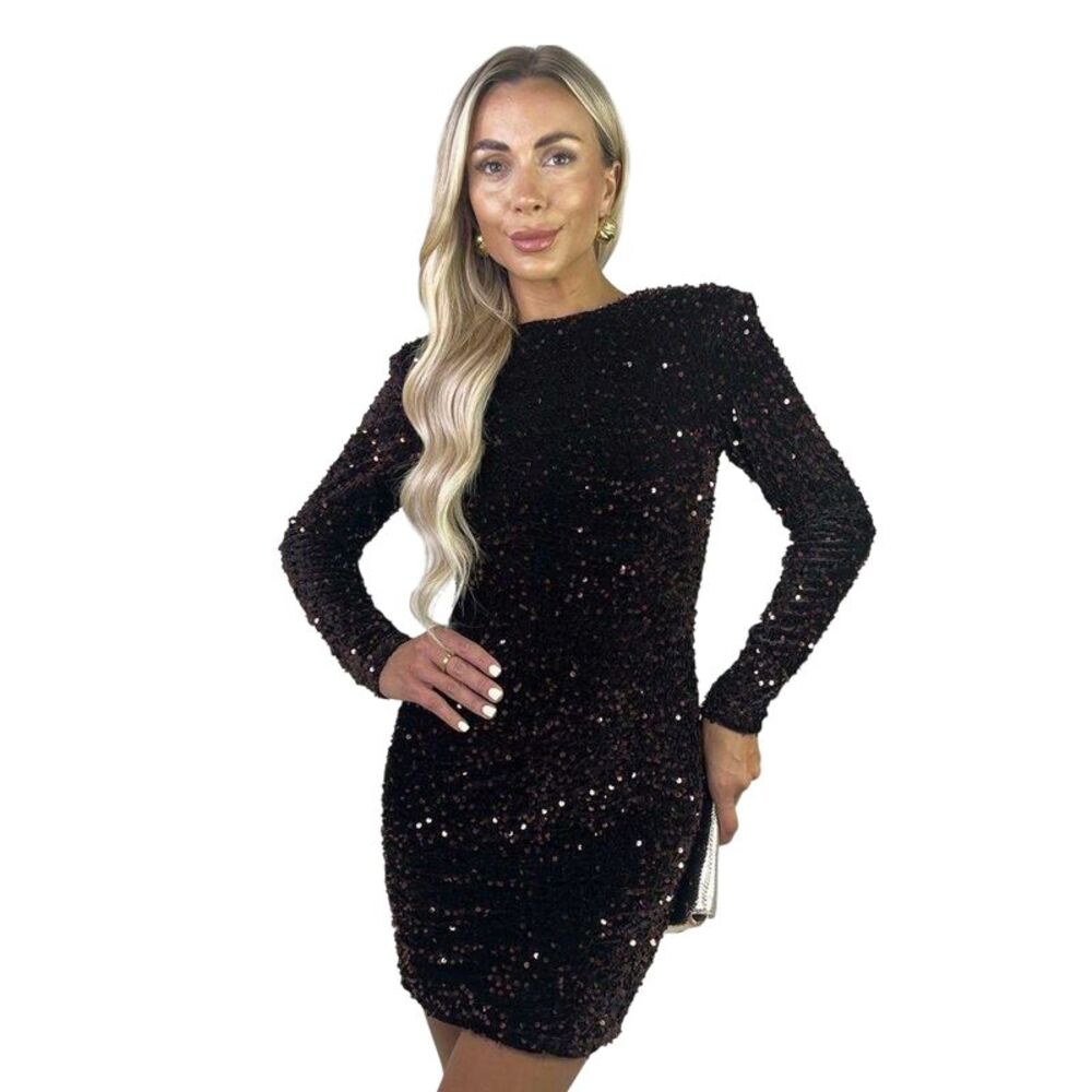AX Paris Womens/Ladies Sequin Velvet Mini Dress / Black